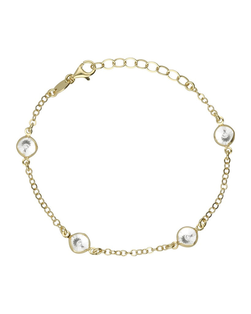 Silberarmband mit rundem Multicolor-Kristall