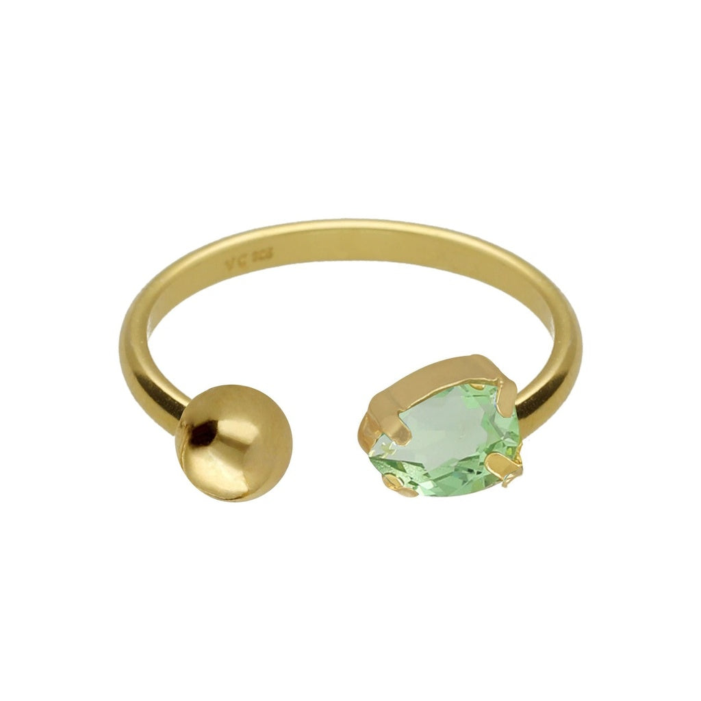Vergoldeter Sterling Silber Ring mit Kristallkugel