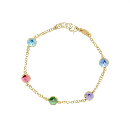 Silberarmband mit rundem Multicolor-Kristall